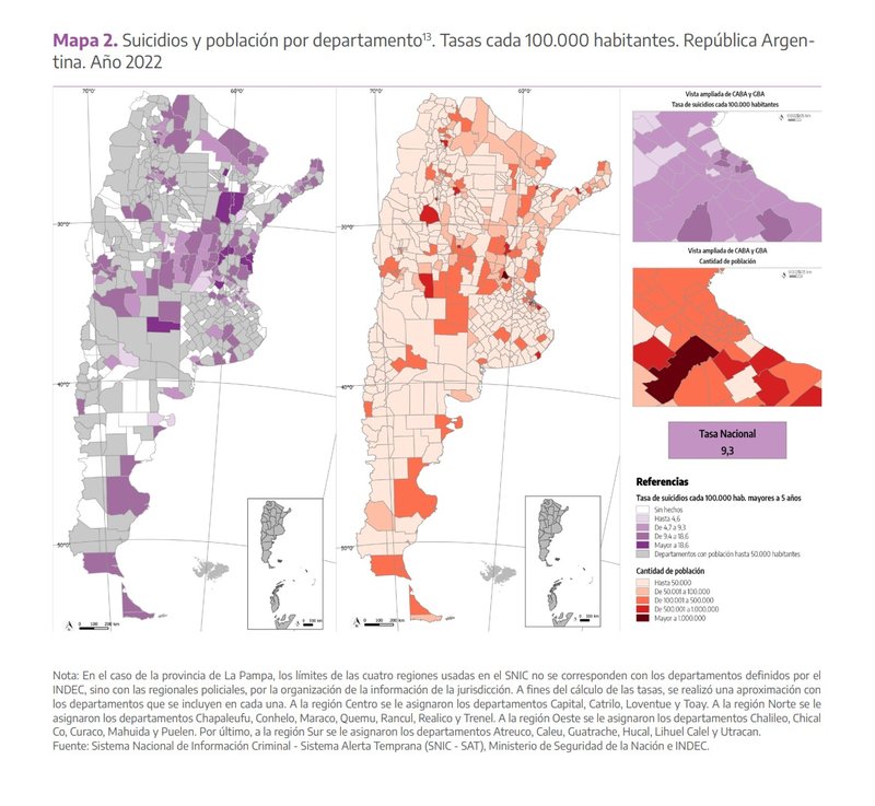 Suicidios por departamento pais 2022